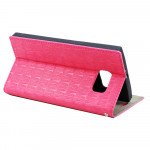 Wholesale Samsung Galaxy S6 Edge Slim Check Magnetic Flip Leather Wallet Case (Hot Pink)